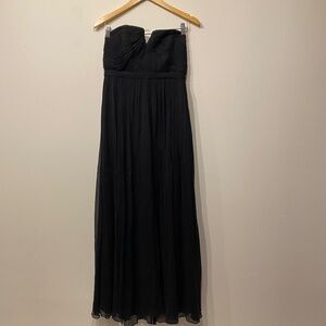 J. Crew Black Nadia Silk Chiffon Strapless Gown